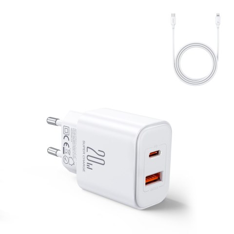 Szybka ładowarka sieciowa 20W USB-C USB-A + kabel do iPhone Lightning 1m JOYROOM