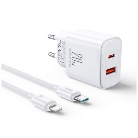 Szybka ładowarka sieciowa 20W USB-C USB-A + kabel do iPhone Lightning 1m JOYROOM