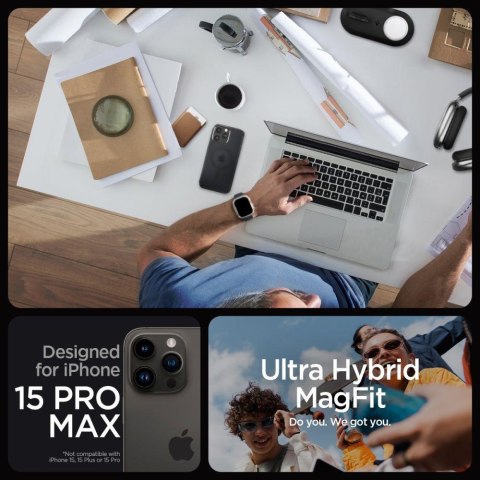 Etui Ultra Hybrid Mag z MagSafe na iPhone 15 Pro Max przezroczysto-czarne SPIGEN