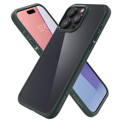 Etui Ultra Hybrid na iPhone 15 Pro Max ciemnozielone SPIGEN