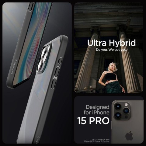 Etui Ultra Hybrid na iPhone 15 Pro przezroczysto-czarne SPIGEN