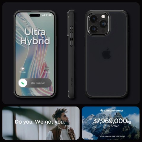 Etui Ultra Hybrid na iPhone 15 Pro przezroczysto-czarne SPIGEN