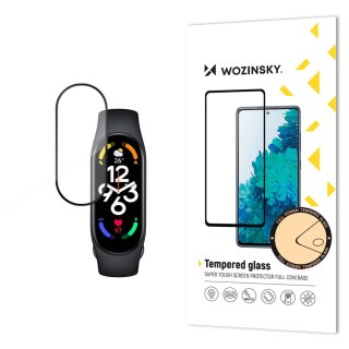 Wytrzymałe szkło hartowane na cały ekran z ramką do Xiaomi Mi Band 8 Full Glue czarne WOZINSKY