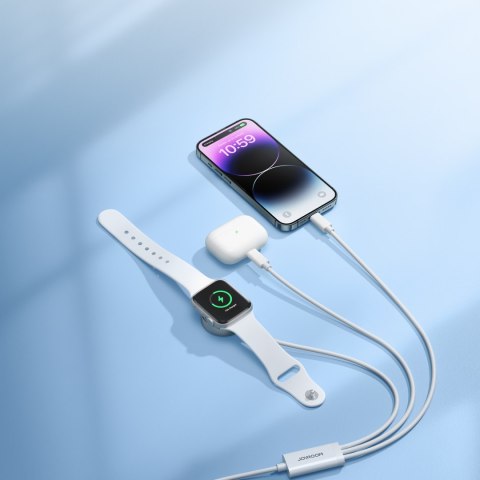 3w1 Kabel przewód USB-A z ładowarka indukcyjną + 2x iPhone Lightning 1.2m biały JOYROOM