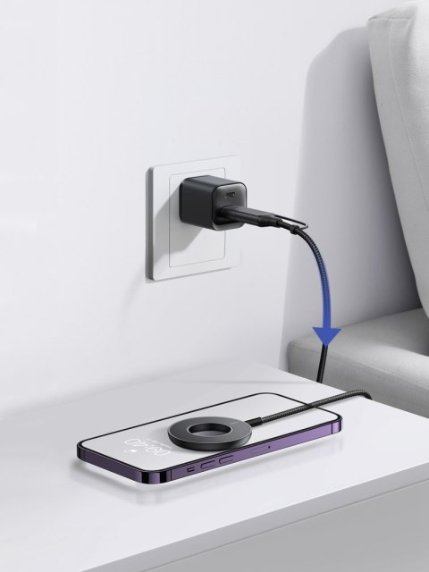 Bezprzewodowa ładowarka magnetyczna 15W z kablem USB / USB-C czarna JOYROOM