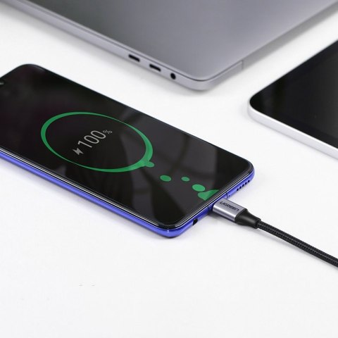 Kątowy kabel przewód USB-C Power Delivery 60W 20V 3A 2m czarno-szary UGREEN