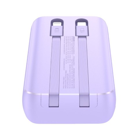 Mini powerbank 20000mAh z wbudowanymi kablami JR-PBC07 30W jasno fioletowy JOYROOM