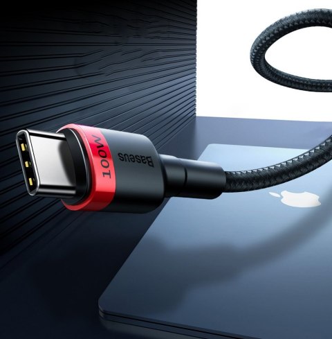 Nylonowy mocny kabel przewód USB-C PD 100W 20V 5A 2m czarny BASEUS