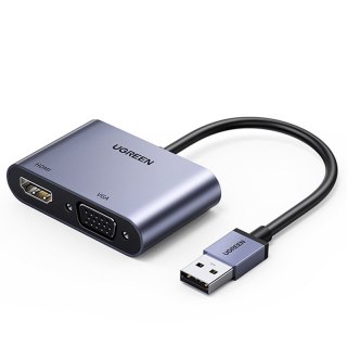 Przejściówka adapter USB - HDMI + VGA szara UGREEN