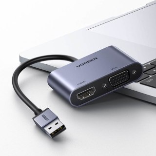 Przejściówka adapter USB - HDMI + VGA szara UGREEN