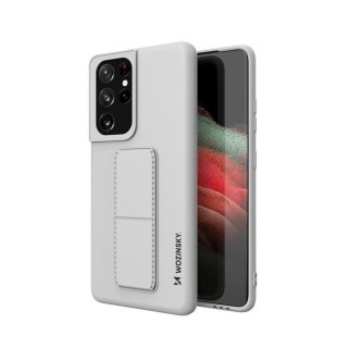 Silikonowe etui z podstawką etui Samsung Galaxy S21 Ultra 5G Kickstand Case szare WOZINSKY