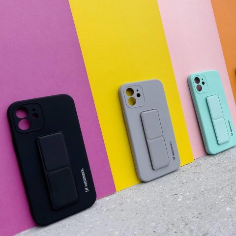 Silikonowe etui z podstawką iPhone 11 Pro Kickstand Case szare WOZINSKY