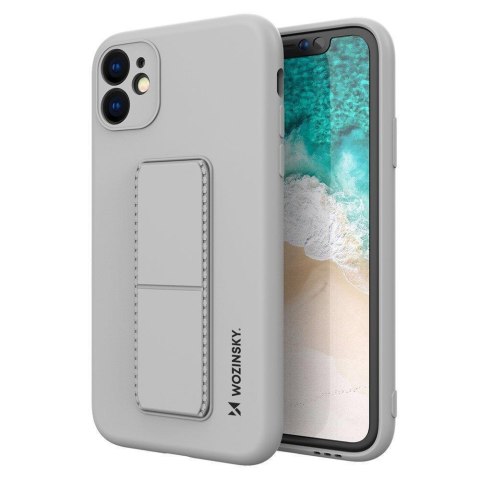 Silikonowe etui z podstawką iPhone 12 Pro Max Kickstand Case szare WOZINSKY