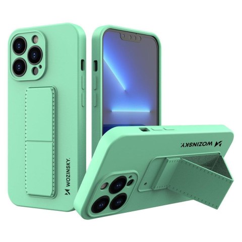 Silikonowe etui z podstawką iPhone 13 Kickstand Case miętowe WOZINSKY