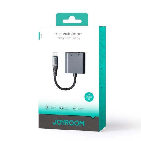 2w1 Adapter przejściówka do iPhone ładowarka + słuchawki Lightning / mini jack 3.5mm czarny JOYROOM