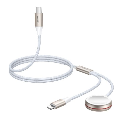 2w1 Kabel Lightning do iPhone i ładowarka indukcyjna do Apple Watch USB-C 1.5m biały JOYROOM