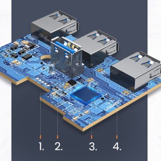 4w1 HUB adapter rozdzielacz USB-A/C na 4x USB 3.0 5Gb/s 1m czarny UGREEN