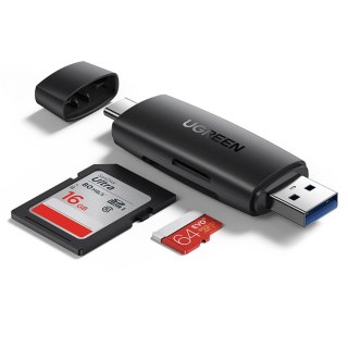 Adapter 2 wtyczki USB-A i USB-C czytnik kart SD i micro SD czarny UGREEN