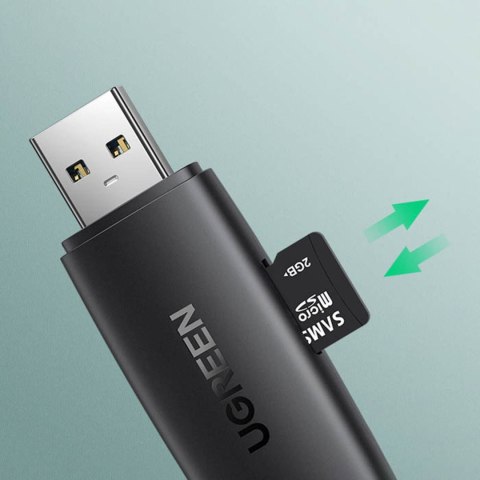 Adapter 2 wtyczki USB-A i USB-C czytnik kart SD i micro SD czarny UGREEN