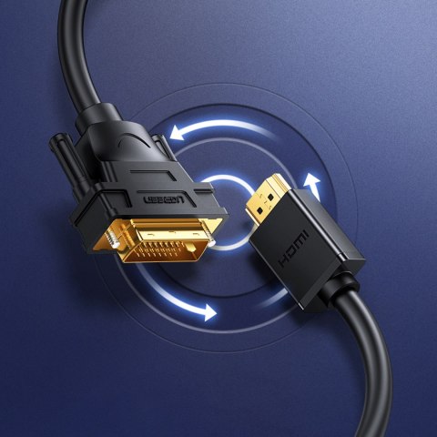 Dwukierunkowy kabel przewód HDMI - DVI 2m czarny UGREEN