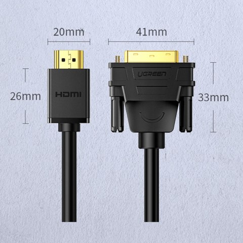 Dwukierunkowy kabel przewód HDMI - DVI 2m czarny UGREEN