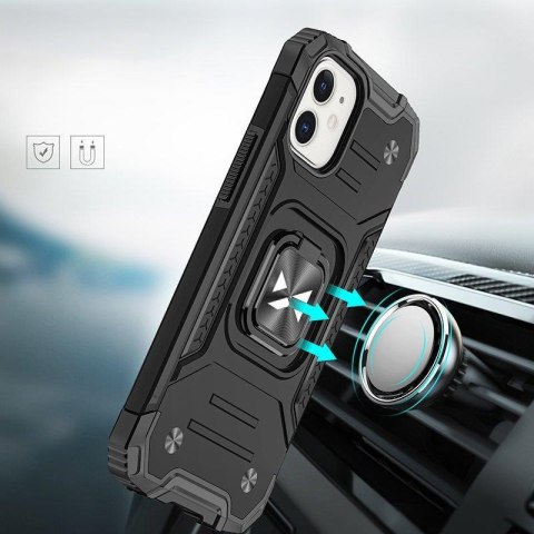 Etui pancerny pokrowiec do iPhone 14 Plus uchwyt magnetyczny Ring Armor czarny WOZINSKY