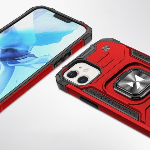 Etui pancerny pokrowiec do iPhone 14 Plus uchwyt magnetyczny Ring Armor czerwony WOZINSKY