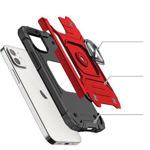 Etui pancerny pokrowiec do iPhone 14 Plus uchwyt magnetyczny Ring Armor czerwony WOZINSKY