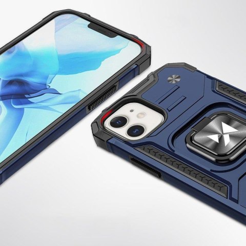 Etui pancerny pokrowiec do iPhone 14 Plus uchwyt magnetyczny Ring Armor niebieski WOZINSKY