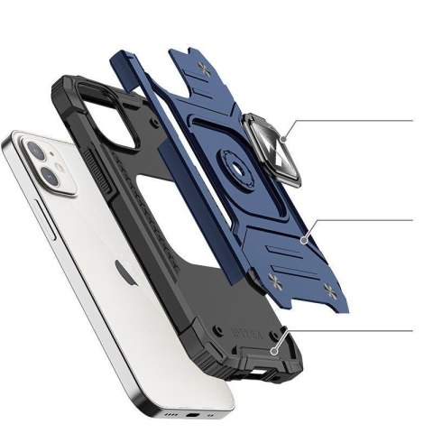 Etui pancerny pokrowiec do iPhone 14 Plus uchwyt magnetyczny Ring Armor niebieski WOZINSKY