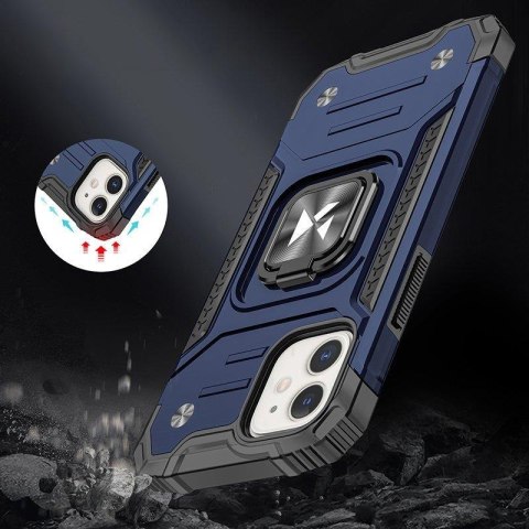 Etui pancerny pokrowiec do iPhone 14 Plus uchwyt magnetyczny Ring Armor niebieski WOZINSKY