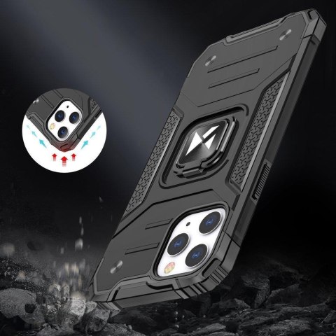 Etui pancerny pokrowiec do iPhone 14 Pro Max uchwyt magnetyczny Ring Armor niebieski WOZINSKY