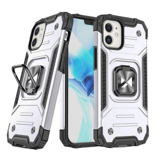 Etui pancerny pokrowiec do iPhone 14 uchwyt magnetyczny Ring Armor srebrny WOZINSKY