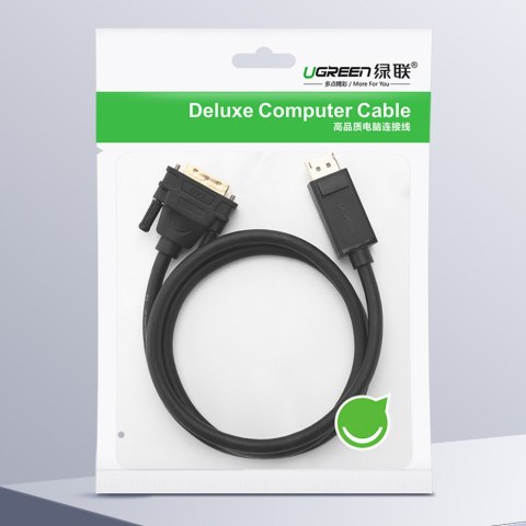 Kabel przewód DisplayPort - DVI 2m pozłacane wtyki czarny UGREEN