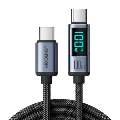 Kabel przewód USB-C z wyświetlaczem LED 100W 1.2m czarny JOYROOM