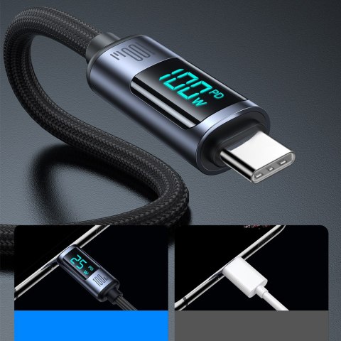 Kabel przewód USB-C z wyświetlaczem LED 100W 1.2m czarny JOYROOM