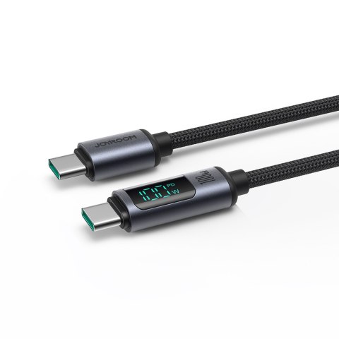 Kabel przewód USB-C z wyświetlaczem LED 100W 1.2m czarny JOYROOM