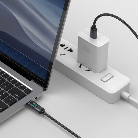 Kabel przewód USB-C z wyświetlaczem LED 100W 1.2m czarny JOYROOM