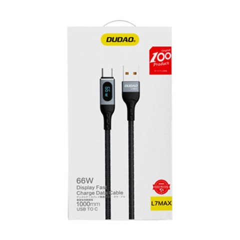 Kabel przewód USB - USB-C szybkie ładowanie wyświetlacz PD 66W 1m czarny DUDAO