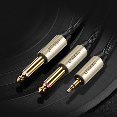 Kabel przewód audio mini jack 3.5 mm - 2 x jack 6.35mm 2m szary UGREEN