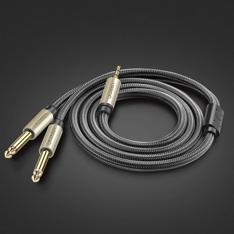 Kabel przewód audio mini jack 3.5 mm - 2 x jack 6.35mm 2m szary UGREEN