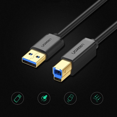 Kabel przewód do drukarki USB-A - USB-B 5Gb/s 2m czarny UGREEN