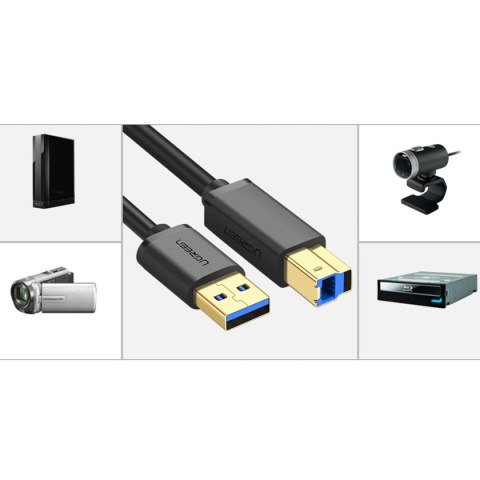 Kabel przewód do drukarki USB-A - USB-B 5Gb/s 2m czarny UGREEN