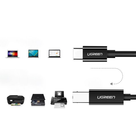 Kabel przewód do drukarki skaneru faxu USB-C - USB-B 1m czarny UGREEN