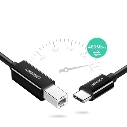 Kabel przewód do drukarki skaneru faxu USB-C - USB-B 1m czarny UGREEN