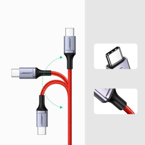 Kabel przewód w oplocie USB-C - USB-C 2.0 3A czerwony UGREEN