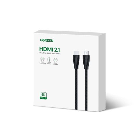 Kabel przewód w oplocie ze złączami HDMI 2.1 8K / 4K 3m czarny UGREEN