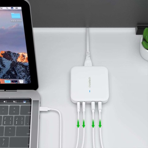 Mocna ładowarka sieciowa GaN 100W 2x USB-A 2x USB-C biała CHOETECH