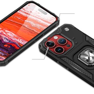 Pancerne etui z uchwytem na palec do iPhone 15 Pro Max Ring Armor różowe złoto WOZINSKY