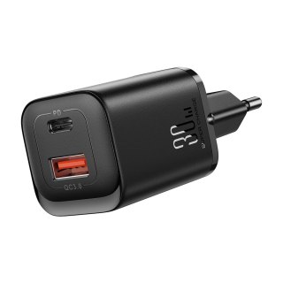 Szybka ładowarka sieciowa 30W USB-A i USB-C PD QC AFC FCP czarna JOYROOM